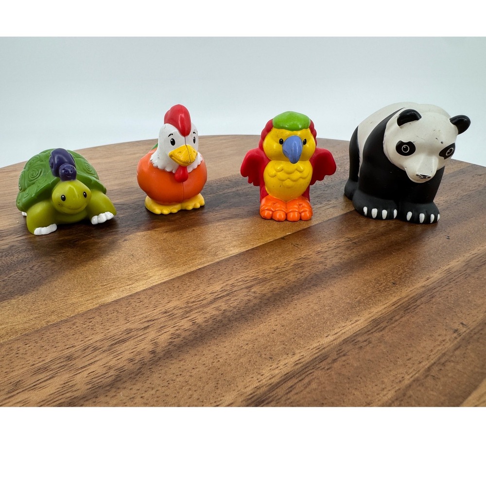 Fisher-Price Little People Animal Figure Lot Panda Parrot Chicken Turtle 4pc Set